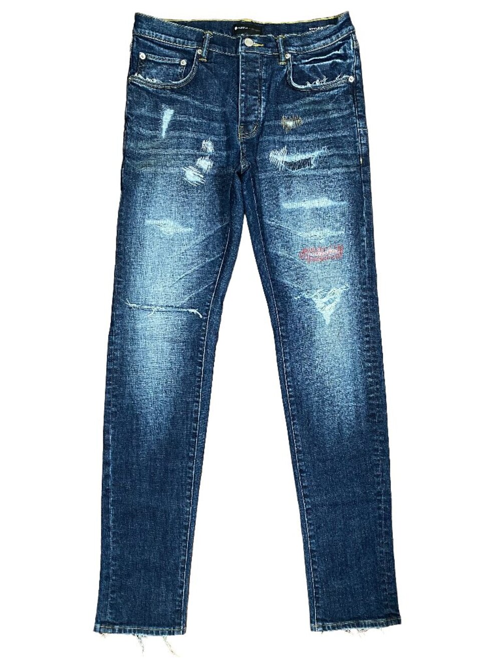 Purple Brand No.P001 Distressed Blow-Out Repaired Slim Fit Jeans mens size 32x34